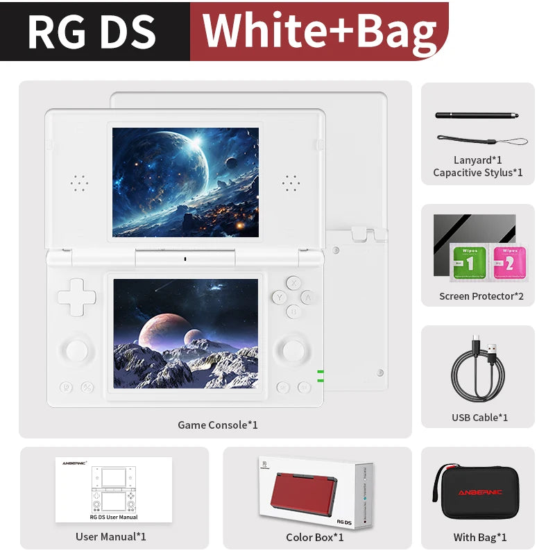 Anbernic RG DS Handheld Game Console 4" IPS Dual Screen Android 4000mAh Flip Video Games Player Supports RixelHK Wifi Streaming